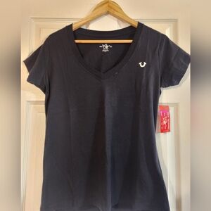 True Religion Women's Black V-Neck Tee